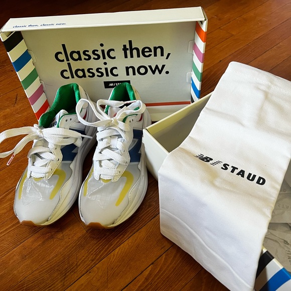 SOLD - New Balance X STAUD Leather Color Block Sneakers - Picture 1 of 5